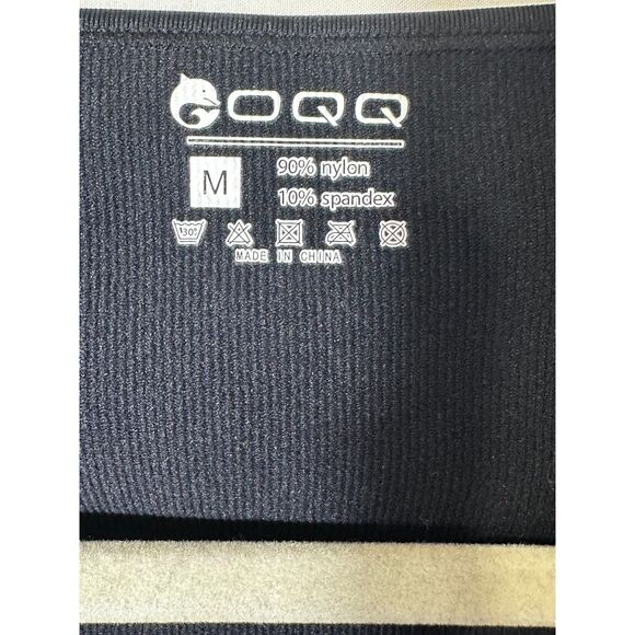 OQQ Women's Ribbed Heart Neck Short Sleeve Bodysuit Black Size M - Picture 2 of 3